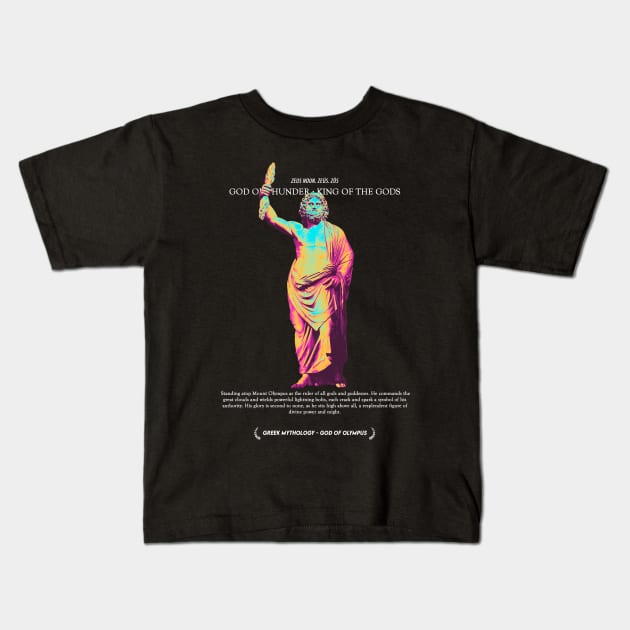 Zeus, God of Thunder, King of The Gods - Greek Myth #001 Kids T-Shirt by Holy Rebellions